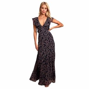Lulu’s Darling Daydream Floral Ruffle Maxi Dress